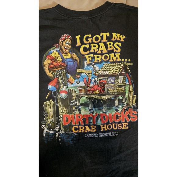 Gildan Other - Dirty Dicks Crab House Outer Banks NC Graphic T Shirt XL Black Tourist Tee